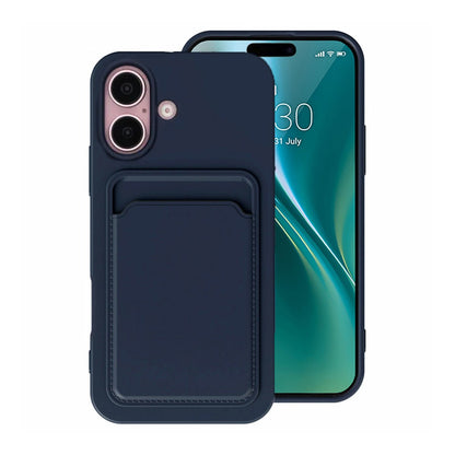 Silicone Case with Card Holder iPhone 16 -Blue