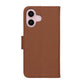 Flip Stand Leather Wallet Case For iPhone 16 Brown