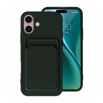 Silicone Case with Card Holder iPhone 16 Plus- Military green