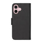 Flip Stand Leather Wallet Case For iPhone 16 Plus Black