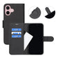 Flip Stand Leather Wallet Case For iPhone 16 Plus Black