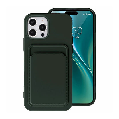 Silicone Case with Card Holder iPhone 16 Pro Max - Military green