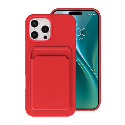 Silicone Case with Card Holder iPhone 16 Pro Max - Red