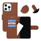 Flip Stand Leather Wallet Case For iPhone 16 Pro Max Brown