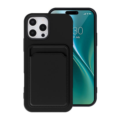Silicone Case with Card Holder iPhone 16 Pro - Black