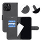 Flip Stand Leather Wallet Case For iPhone 16 Pro Black
