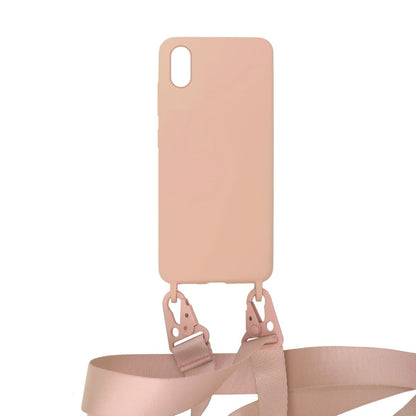 Mobilskal Silikon med Rem och Halsband för iPhone X och XS - Rosa