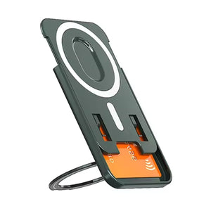 Color Ring 360-degree  Rotating Magnetic Phone Stand Card Holder Green