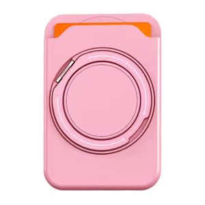 Color Ring 360-degree  Rotating Magnetic Phone Stand Card Holder Pink