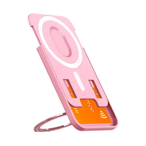 Color Ring 360-degree  Rotating Magnetic Phone Stand Card Holder Pink
