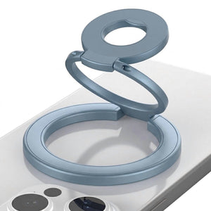Foldable Double Magnetic Phone Ring Holder Blue+Gray