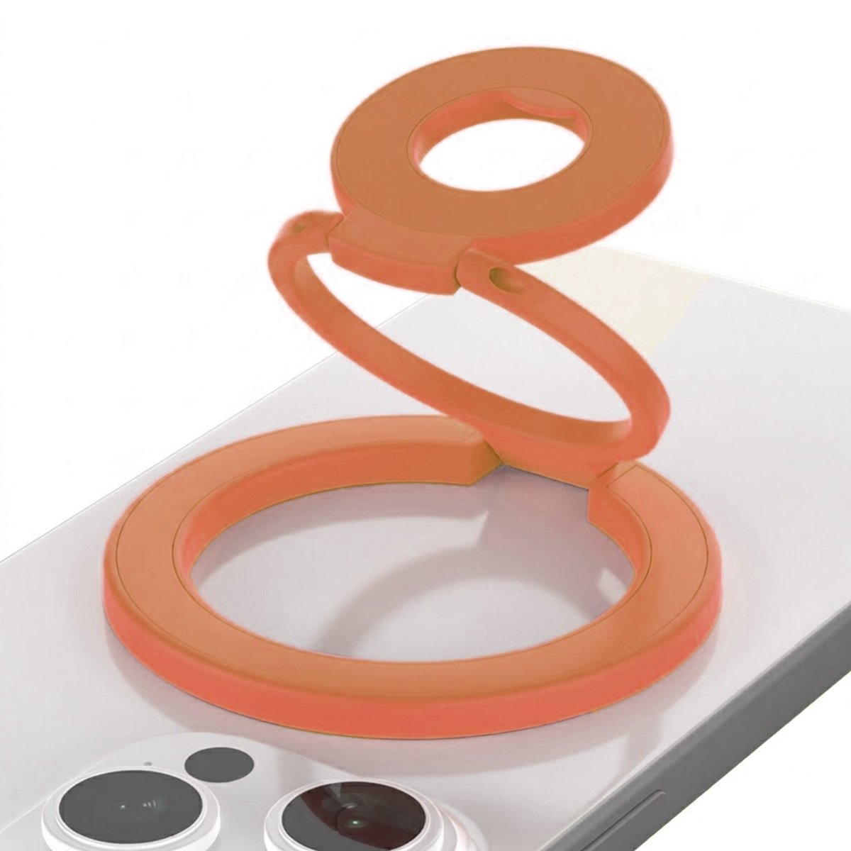 Foldable Double Magnetic Phone Ring Holder Orange