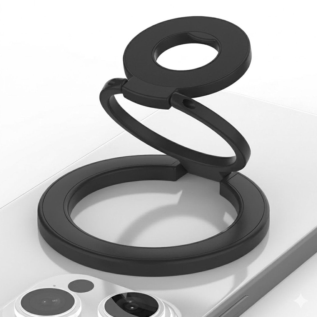 Foldable Double Magnetic Phone Ring Holder Black