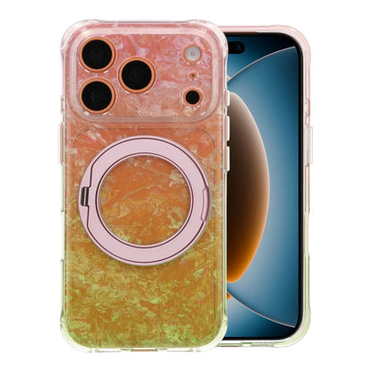 Marmorerat skal för iPhone 17 Pro Max och 18 Pro Max med roterande stativ och Magsafe - Rosa