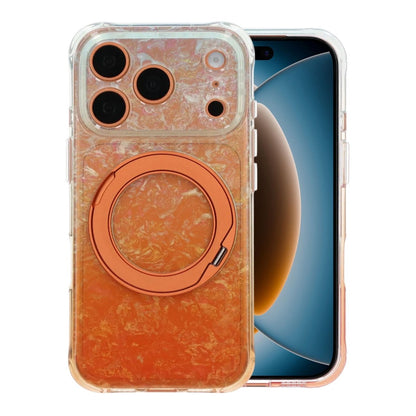 Marmorerat skal för iPhone 17 Pro och 18 Pro med roterande stativ och Magsafe - Orange