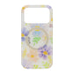 Floral Print Magnetic Phone Case For iPhone 17 Pro Purple Yellow
