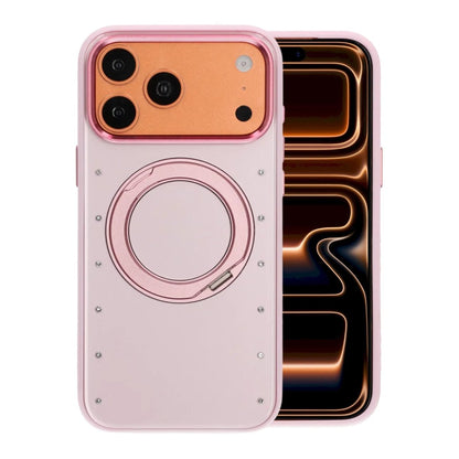 Mobilskal med roterande stativ och strass för iPhone 17 Pro Max och 18 Pro Max - Rosa