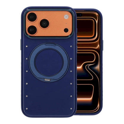 Mobilskal med roterande stativ och strass för iPhone 17 Pro och 18 Pro - Blå