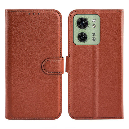 Flip Stand Leather Wallet Case For Moto edge 40 Brown