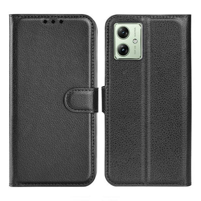 Flip Stand Leather Wallet Case For Moto G54 5G Black