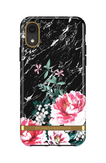 Richmond and Finch Black Marble Floral iPhone XR