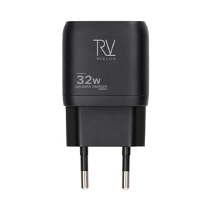 Rvelon Väggladdare USB-C + 2x USB-A 32W GaN - Svart