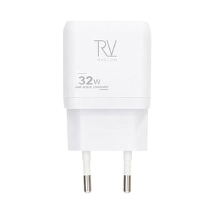 Rvelon Väggladdare USB-C + 2x USB-A 32W GaN - Vit