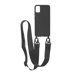 Samsung Galaxy A41 Silikonskal med Rem/Halsband - Svart