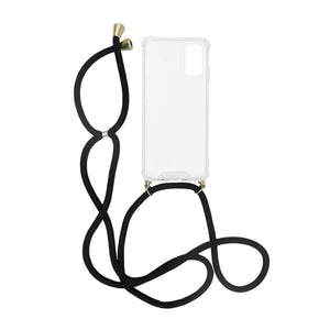 Samsung Galaxy A41 Stöttåligt Skal med Halsband - Transparent/Svart
