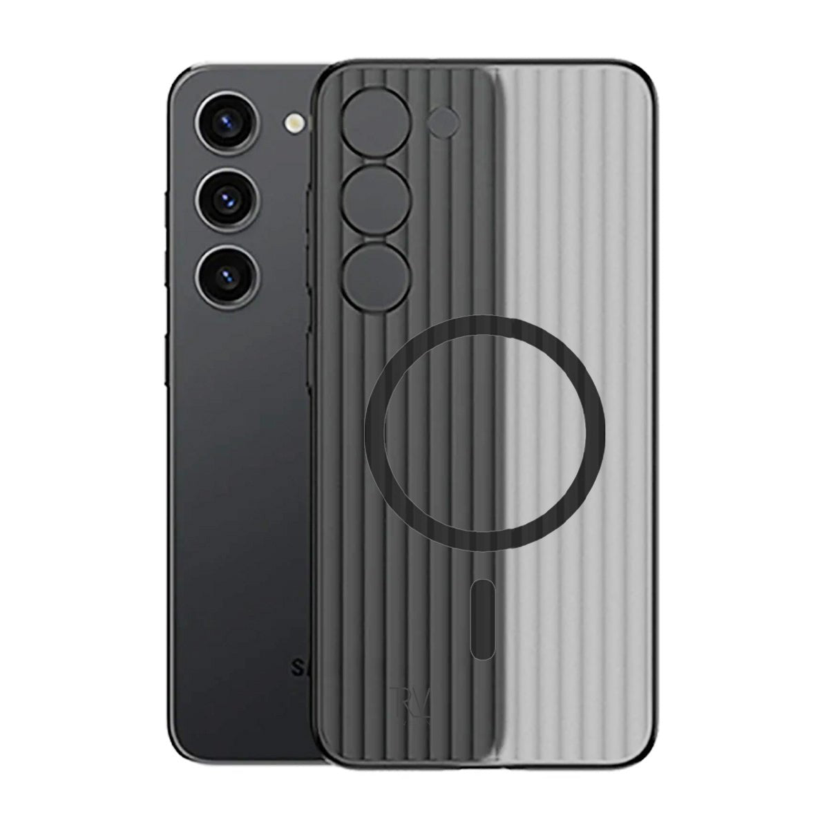 Samsung Galaxy S23 Mobilskal Korrugerad med Magnet Rvelon - Grå