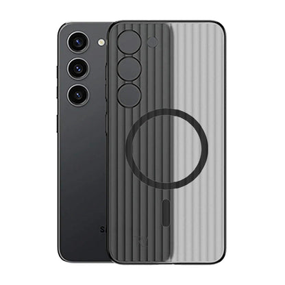 Samsung Galaxy S23 Mobilskal Korrugerad med Magnet Rvelon - Grå