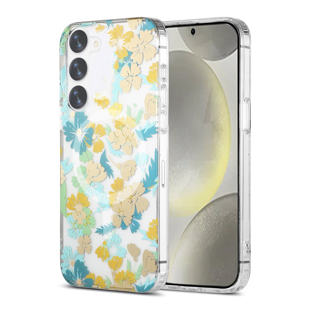 Samsung Galaxy S23 Case Magnet - Flowers Turquoise