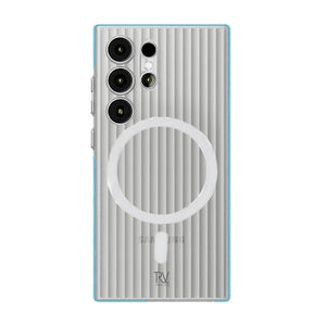 Samsung Galaxy S23 Ultra Mobilskal Korrugerad med Magnet Rvelon - Blå