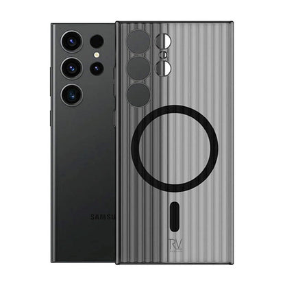 Samsung Galaxy S23 Ultra Mobilskal Korrugerad med Magnet Rvelon - Grå