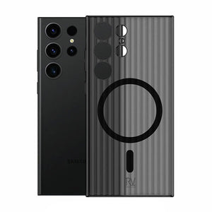 Samsung Galaxy S23 Ultra Mobilskal Korrugerad med Magnet Rvelon - Svart