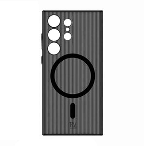 Samsung Galaxy S23 Ultra Mobilskal Korrugerad med Magnet Rvelon - Svart