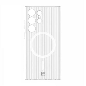 Samsung Galaxy S23 Ultra Mobilskal Korrugerad med Magnet Rvelon - Vit