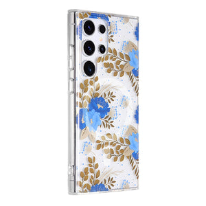 Samsung Galaxy S23 Ultra Case Magnet - Flowers Blue/Gold