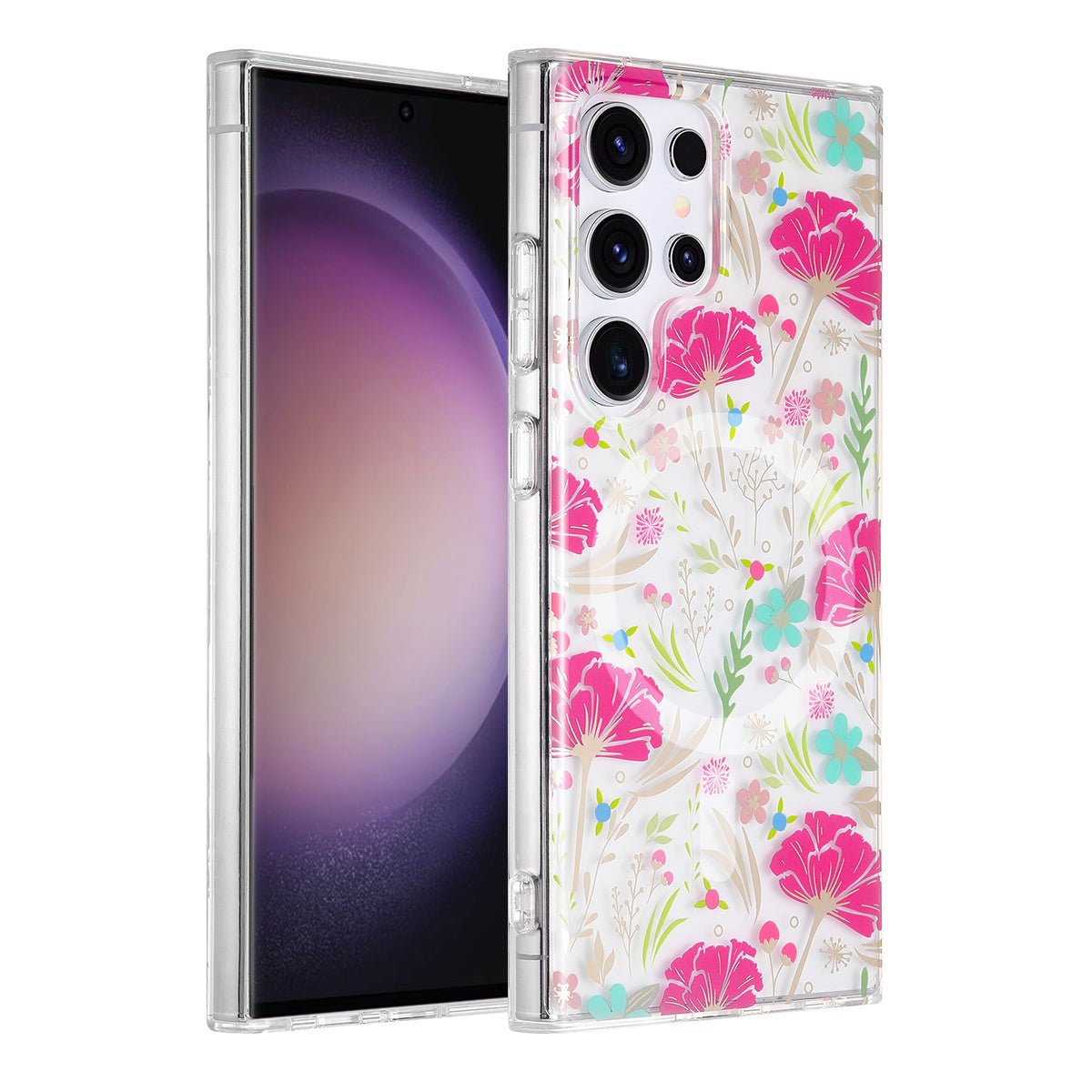 Samsung Galaxy S23 Ultra Case Magnet - Flowers Red/Green