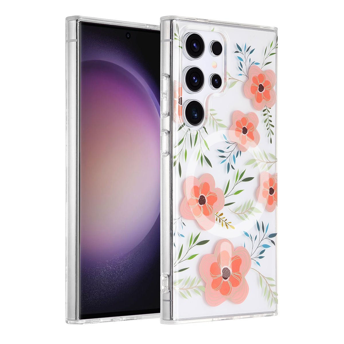 Samsung Galaxy S23 Ultra Case Magnet - Flowers Pink