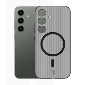Samsung Galaxy S24 Mobilskal Korrugerad med Magnet Rvelon - Grå