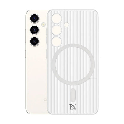 Samsung Galaxy S24 Mobilskal Korrugerad med Magnet Rvelon - Vit