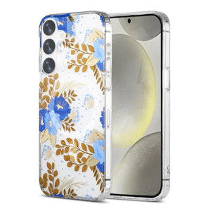 Samsung Galaxy S24 Plus Case Magnet - Flowers Blue/Gold