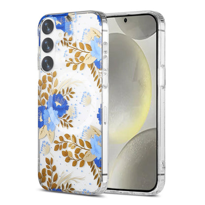 Samsung Galaxy S24 Plus Case Magnet - Flowers Blue/Gold