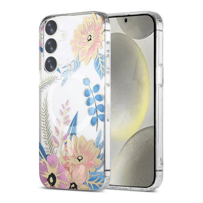 Samsung Galaxy S24 Plus Case Magnet - Flowers Pink/Blue