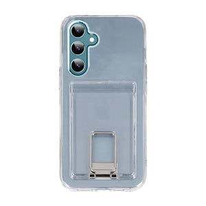 Samsung Galaxy S24 Plus Case with Card Holder and Metal Stand - Transparent