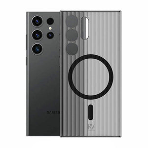 Samsung Galaxy S24 Ultra Mobilskal Korrugerad med Magnet Rvelon - Grå