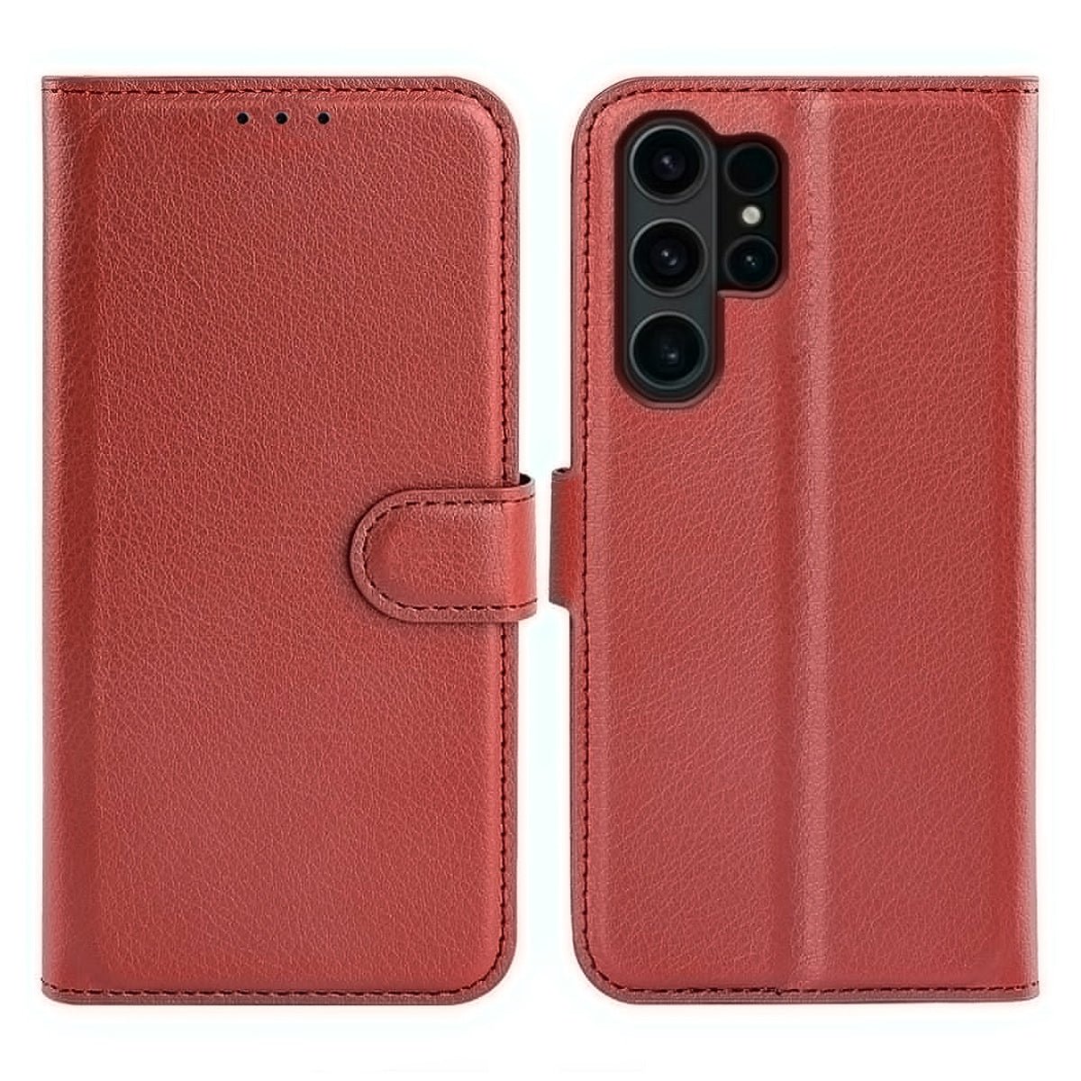 Samsung Galaxy S24 Ultra Plånboksfodral med Stativ - Brun