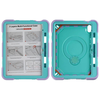 3 Layers multi functional  Laptop Case For iPad 11 2025/10 10.9 2022 Green Purple (with hand strap)