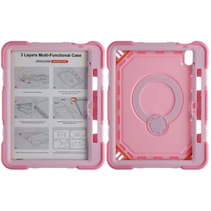 3 Layers multi functional  Laptop Case For iPad 11 2025/10 10.9 2022 Pink (with hand strap)